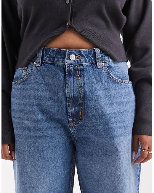 ASOS Blue Asos Design Curve Wide Leg Dad Jeans