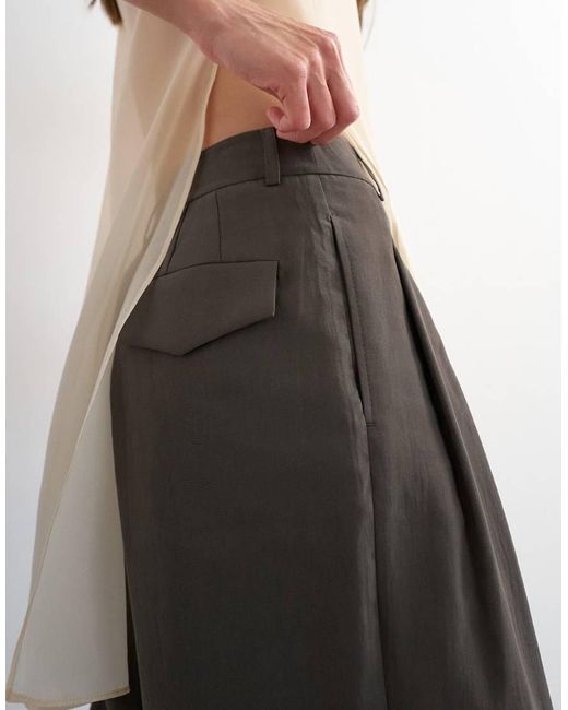 TOPSHOP Gray Co Ord Pleated Mid Rise Trouser