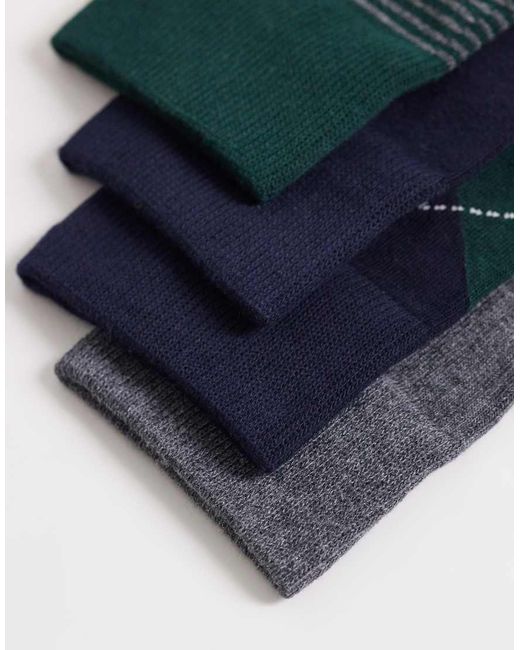 Gant Blue 4-pack Argyle And Stripe Socks for men