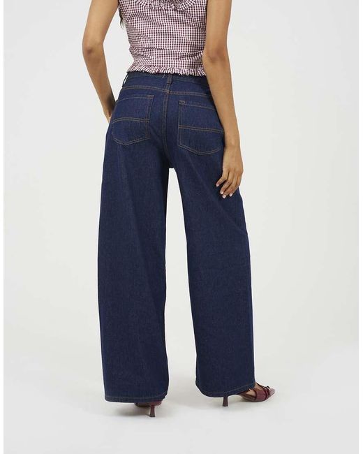 Brave Soul Blue Mid Rise Wide Leg Jeans