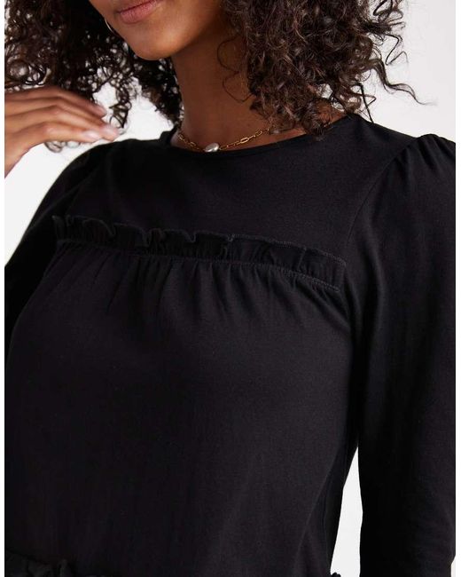Miss Selfridge Black Ruffle Smock Mini Dress