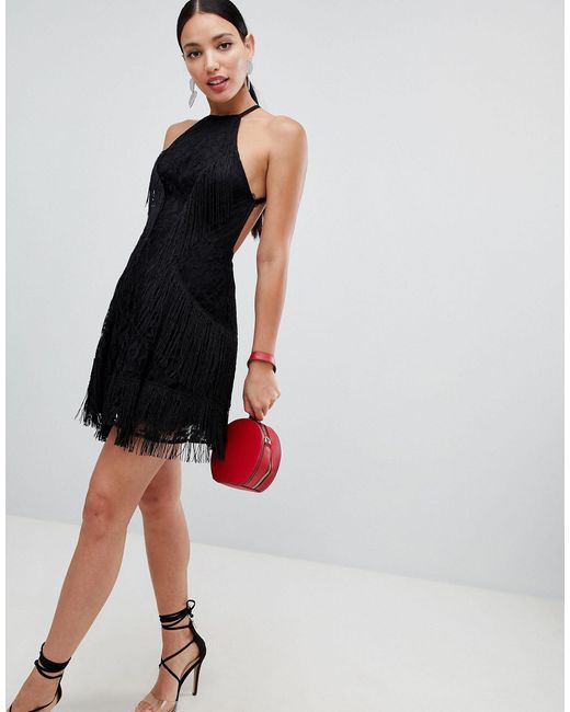 fringe halter dress
