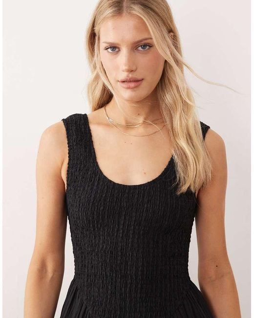 ASOS Black Scoop Neck Crinkle Jumpsuit