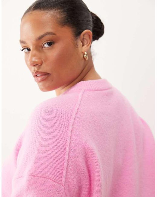 ASOS Pink Asos Design Curve Boxy Sweater With Side Split Detail