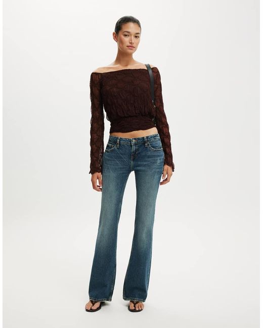 Cotton On Black Sofia Lace Long Sleeve Top