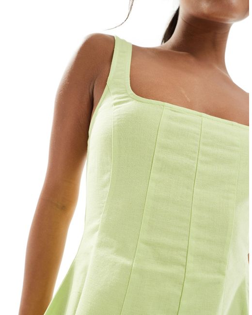 Vestido veraniego corto verde estilo tenista con detalle ASOS de color Green