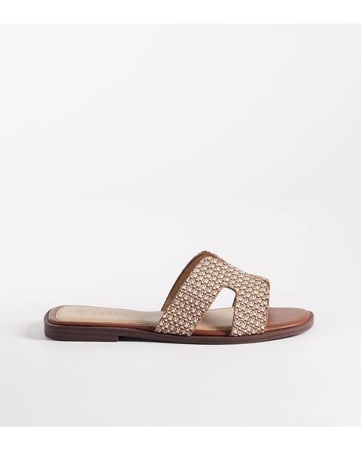 SEQWL Wide Fit Brown Storke Flat Sandals
