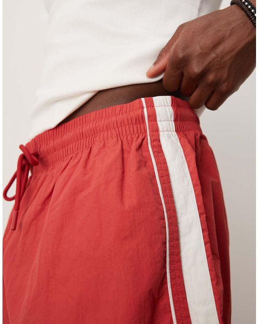 Abercrombie & Fitch Red Relaxed Short With Contrast Side Stripe for men