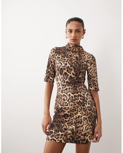 ASOS Brown Short Sleeve Mini Dress