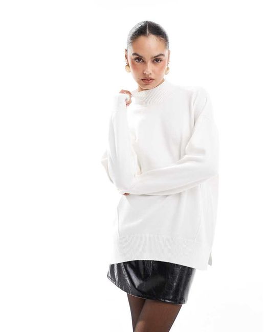 Jersey Blanco Invierno Con Cuello Alzado De Punto De French Connection de color White