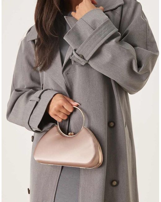 True Decadence Gray Satin Top Handle Bag