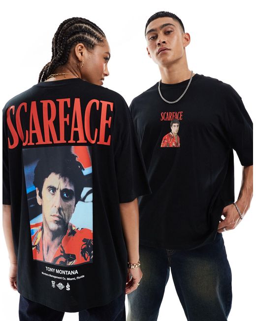 ASOS Blue Unisex Oversized T-shirt With Scarface Graphic Prints