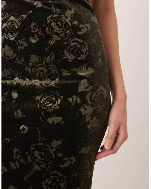 Gina Tricot Natural Rose Jacquard Velvet Maxi Dress
