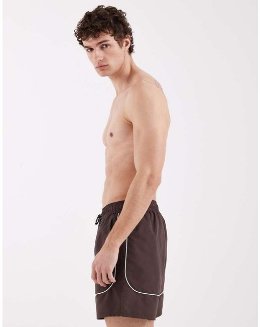 ASOS Brown Mid Length Swim Shorts for men