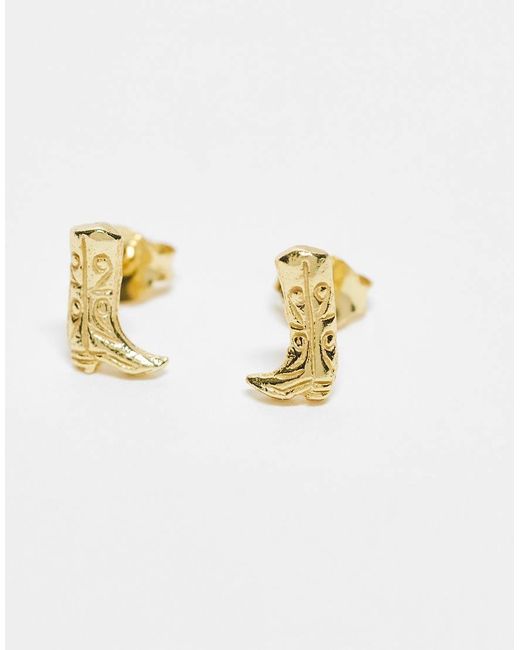 Kingsley Ryan Metallic Western Cowboy Boot Stud Earrings