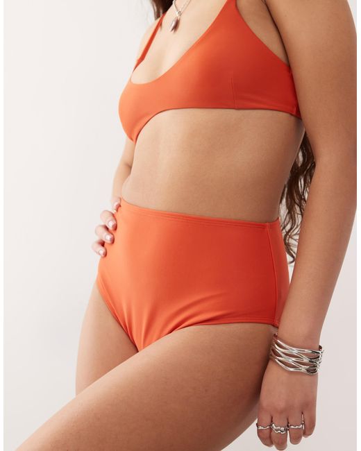 Collusion Red Mix And Match High Waisted Bikini Bottom
