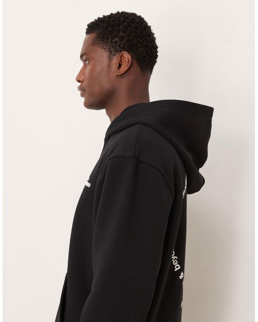 Sweat à capuche décontracté avec imprimé logo ASOS pour homme en coloris Black