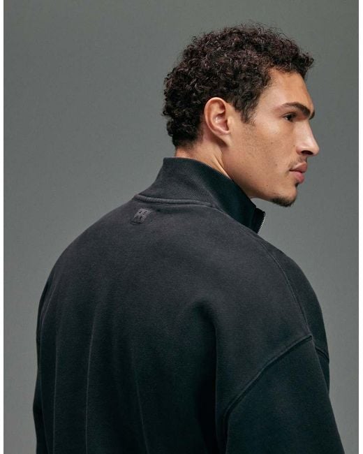4505 Gray Rest Day Heavyweight 440Gsm Cotton Oversized Boxy Zip Up Funnel Neck Sweat for men
