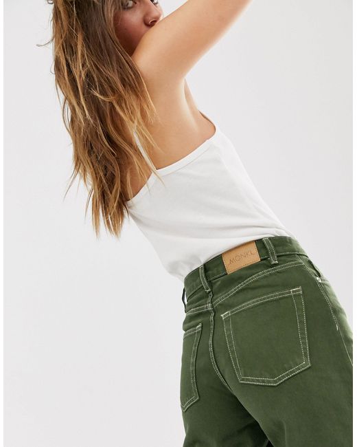 Monki Yoko Wide Leg Jeans With Organic Cotton in Green | Lyst Canada