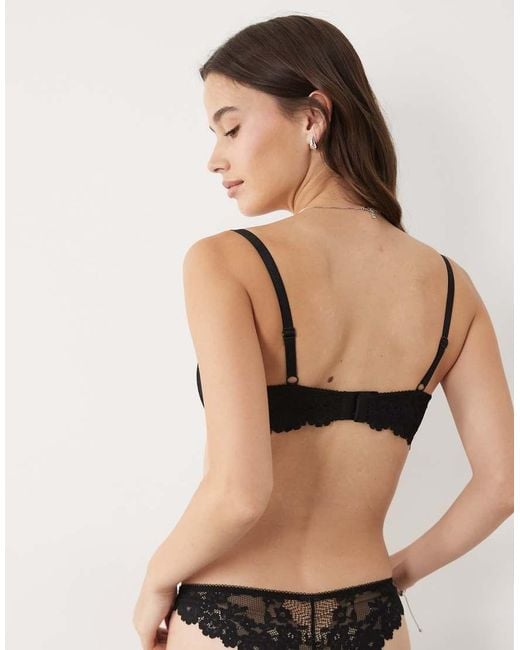 ASOS Black Fuller Bust Ruby Lace Underwire Bra With Front Fastening And Cross Back Detail