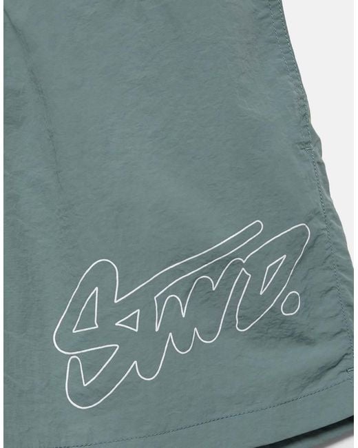 Pull&Bear Green Stwd Board Shorts for men