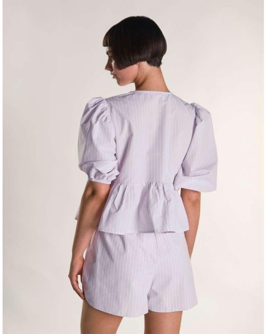 Glamorous Purple Tie Front Peplum Top