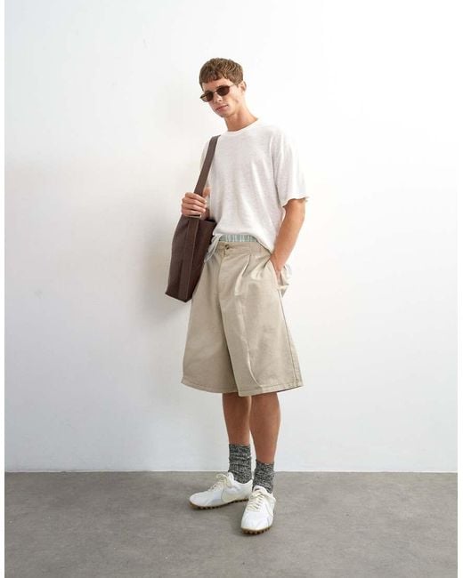 Topman White Relaxed Fit Linen Mix T-shirt for men