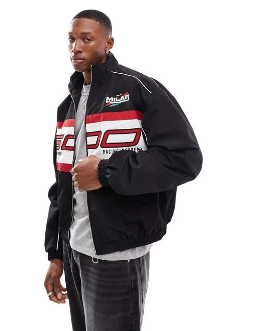 Bershka Black Piped Track Jacket for men