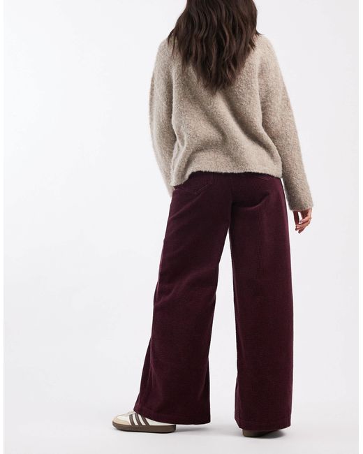 ASOS White Super Wide Cord Trousers With Tab Details