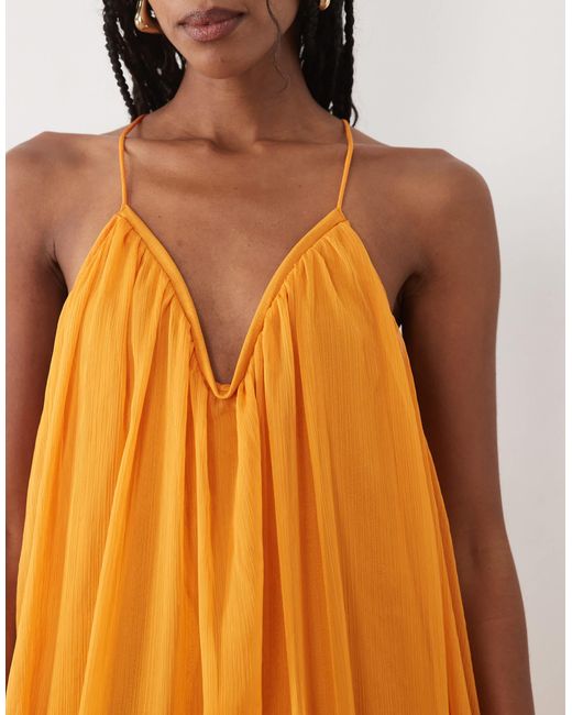 Mango Brown Flowy Maxi Dress