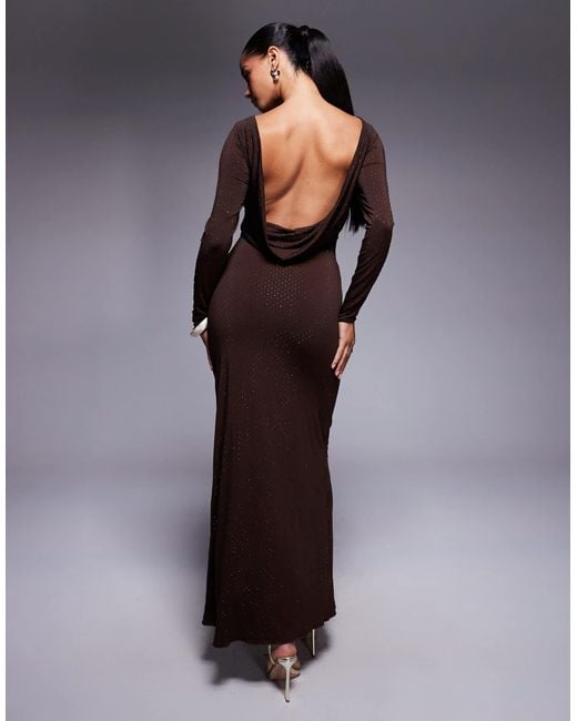 TFNC London Purple Cowl Back Embellished Maxi Dress