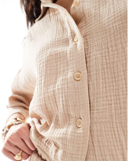 Chemise d'ensemble courte et texturée - beige Vero Moda en coloris Natural