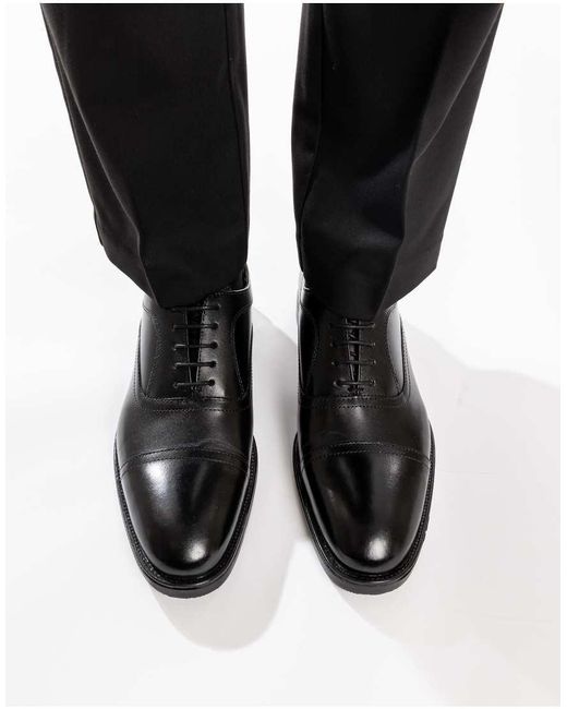 Base London Black Lapel Toe Cap Shoe for men