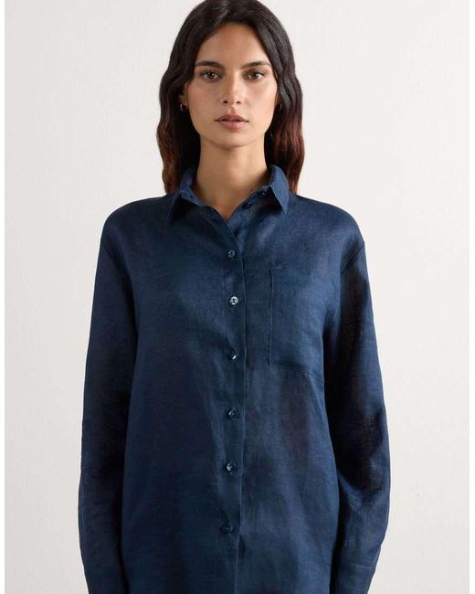 Intimissimi Blue The Pure Linen Plain-Weave Linen Shirt