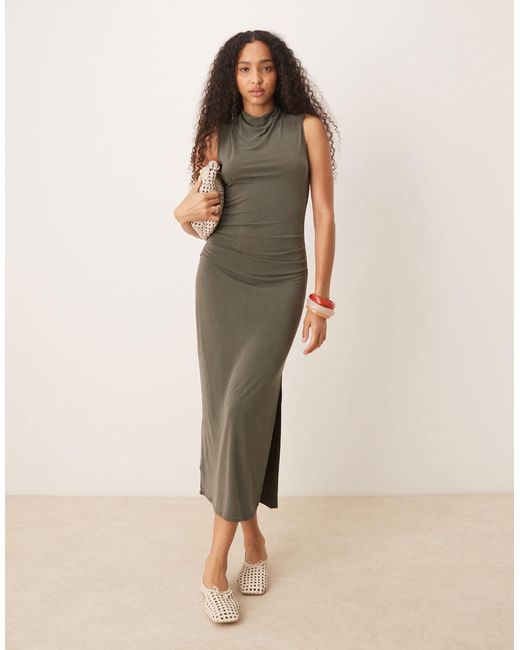 Mango Natural Ruched Midaxi Dress