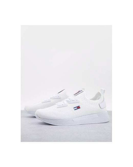 Tommy Hilfiger Rubber Flag Logo Flexi Sneakers in White | Lyst
