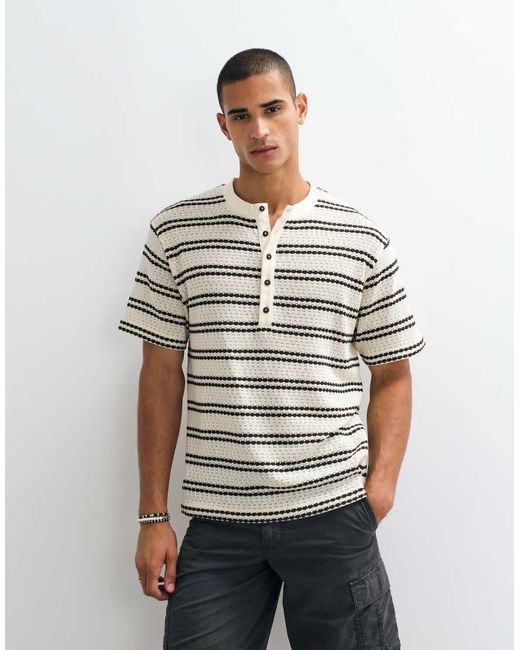 ASOS White Relaxed Henley T-shirt for men