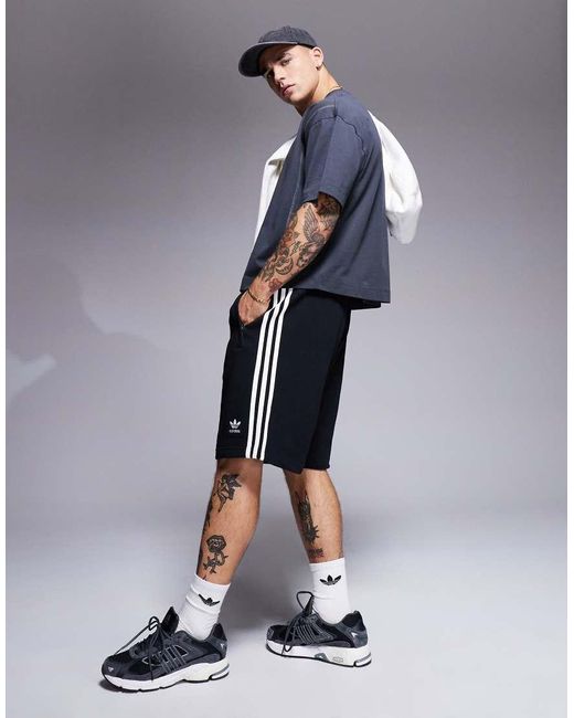 Adidas Originals Black 3-stripes Shorts for men