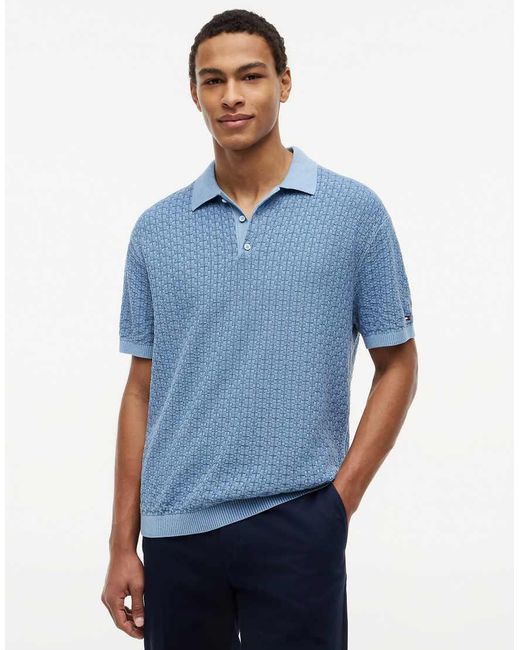 Tommy Hilfiger Blue Relaxed Fit Washed Structured Polo Shirt for men