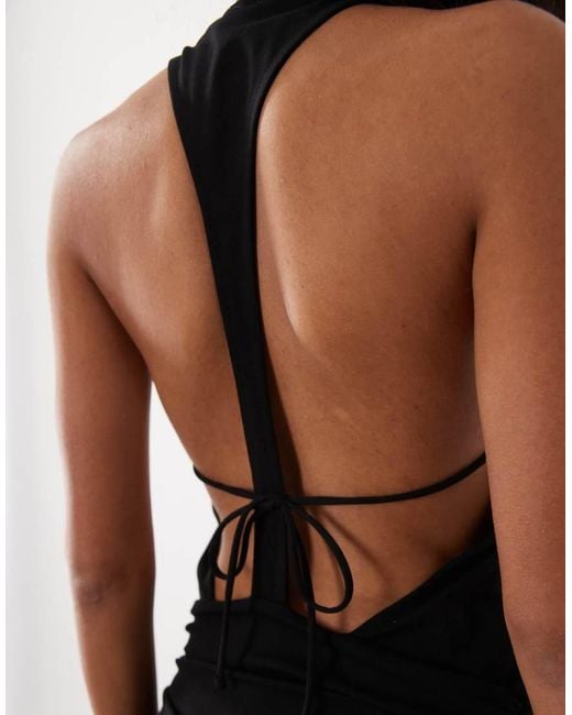 ASOS White Racer Drop Waist Open Back Tie Midi