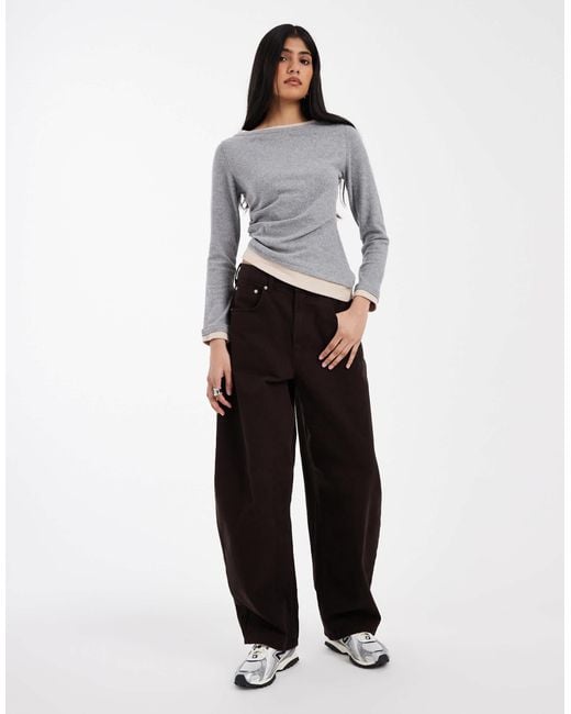 ASOS Gray Supersoft Double Layer Hitched Side Top