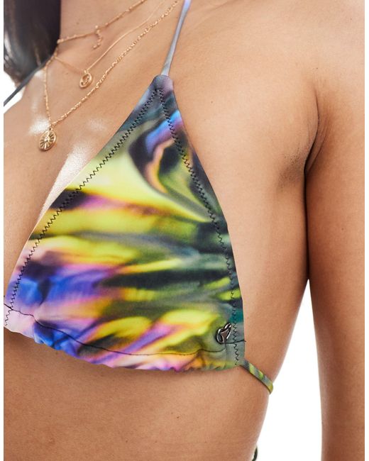 Candypants Multicolor Candypant Abstract Butterfly Print Triangle Bikini Top