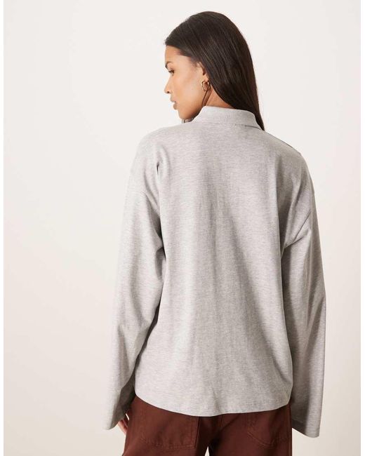 JJXX White Long Sleeve Polo Top