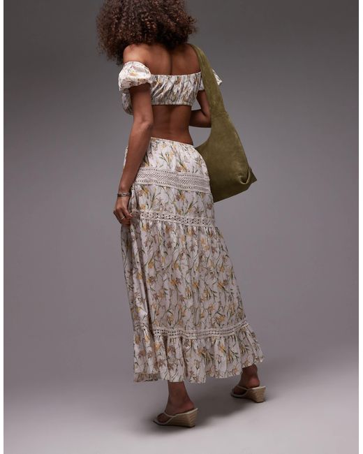 emory park Gray – gestufter boho-maxirock mit em blumenmuster, kombiteil