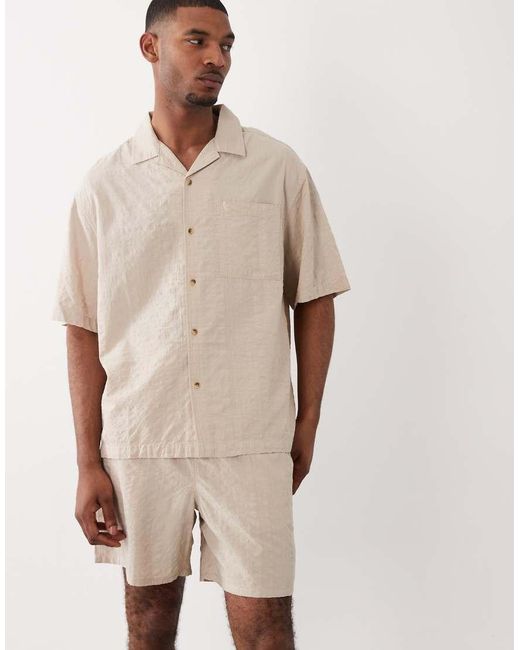 ASOS Natural Seersucker Shorts for men