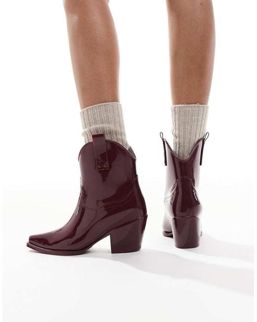 Glamorous Purple Welly Western Boots