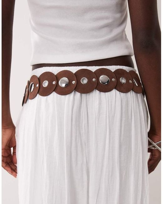 ASOS Brown Circle Disc Belt With Silver Hardware