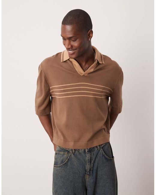 ASOS Oversized Polo Met Inkeping En Rechte Pasvorm En Strepen in het Multicolor voor heren