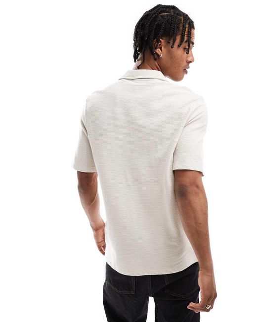 Polo Con Zip Testurizzata di Jack & Jones in White da Uomo
