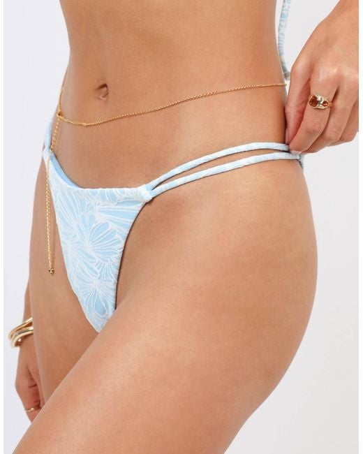SIMMI White Floral Textured Double Strap Bikini Bottoms